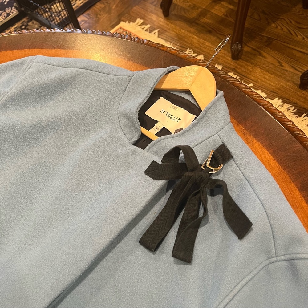10 Crosby Derek Lam Sky Blue Cape Coat with Black Detail - Picture 6 of 16